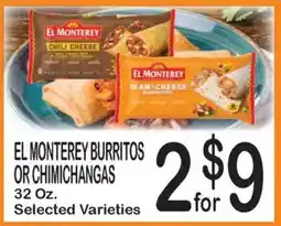 Foodland El Monterey burritos or chimichangas offer