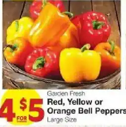 United Supermarkets Garden Fresh Red, Yellow or Orange Bell Peppers offer