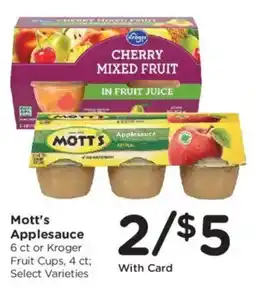 Kroger Mott's Applesauce offer