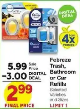 United Supermarkets Febreze Trash, Bathroom or Car Refills offer