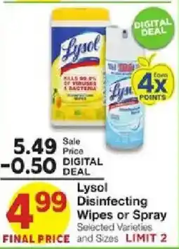 United Supermarkets Lysol Disinfecting Wipes or Spray offer