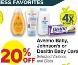 United Supermarkets Aveeno Baby, Johnson's or Desitin Baby Care offer