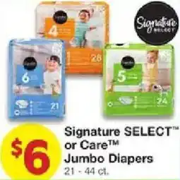 United Supermarkets Signature Select or Care Jumbo Diapers offer