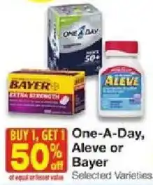 United Supermarkets One-A-Day, Aleve or Bayer offer