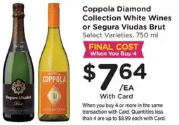 Mariano's Coppola Diamond Collection White Wines or Segura Viudas Brut offer