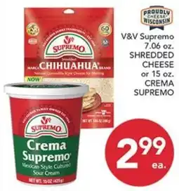 Pete's Fresh Market V&V Cheese Wisconsin Supremo Shredded Cheese or Crema Supremo offer