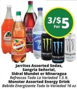 Rancho Markets Jarritos Assorted Sodas, Sangria Señorial, Sidral Mundet or Mineragua offer