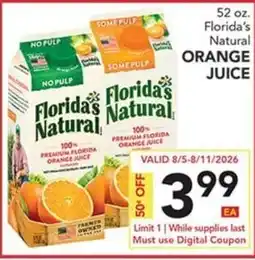 Pete's Fresh Market Florida's Natural orange juice offer
