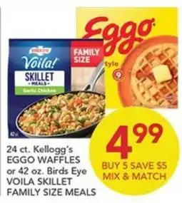 Pete's Fresh Market Kellogg's Eggo Waffles or Birds Eye Voila Skillet Family Size Meals offer