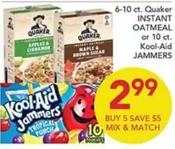Pete's Fresh Market Quaker instant oatmeal or Kool-Aid jammers offer
