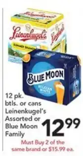 Pete's Fresh Market Leinenkugel's Assorted or Blue Moon Family offer