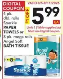 Pete's Fresh Market Sparkle paper towels or Angel Soft bath tissue offer