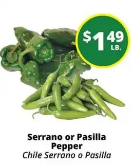 Rancho Markets Serrano or Pasilla Pepper offer