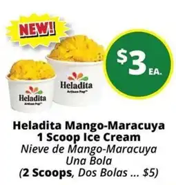 Rancho Markets Heladita Mango-Maracuya 1 Scoop Ice Cream offer