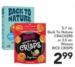 Pete's Fresh Market Back To Nature Crackers or Wowza Rice Crisps offer