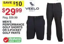 Dunham's Sports Veelo Men's Performance Golf Shorts or 5-Pocket Golf Pants offer