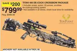 Dunham's Sports TenPoint Titan 400 De-Cock Crossbow Package offer