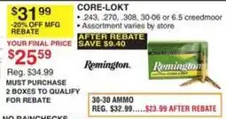 Dunham's Sports Remington core-lokt offer