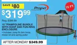 Dunham's Sports Propel 15' trampoline bundle with hoop and fun-ring enclosure offer