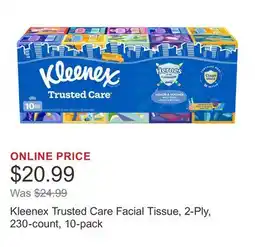 Costco Kleenex Trusted Care Facial Tissue, 2-Ply, 230-count, 10-pack offer