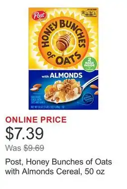Costco Post, Honey Bunches of Oats with Almonds Cereal, 50 oz offer