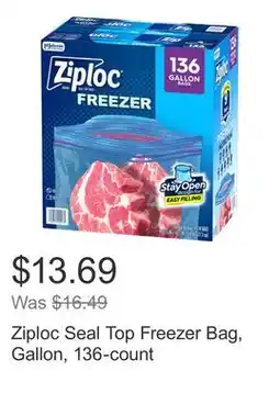 Costco Ziploc Seal Top Freezer Bag, Gallon, 136-count offer