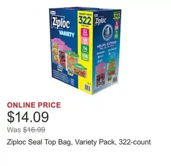 Costco Ziploc Seal Top Bag, Variety Pack, 322-count offer