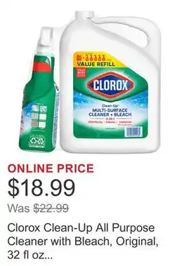 Costco Clorox Clean-Up All Purpose Cleaner with Bleach, Original, 32 fl oz Spray & 180 fl oz Refill offer