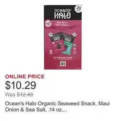 Costco Ocean's Halo Organic Seaweed Snack, Maui Onion & Sea Salt, .14 oz, 25-count offer