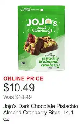 Costco Jojo's Dark Chocolate Pistachio Almond Cranberry Bites, 14.4 oz offer