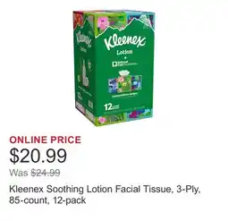 Costco Kleenex Soothing Lotion Facial Tissue, 3-Ply, 85-count, 12-pack offer