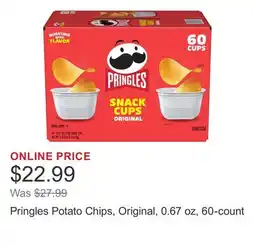Costco Pringles Potato Chips, Original, 0.67 oz, 60-count offer