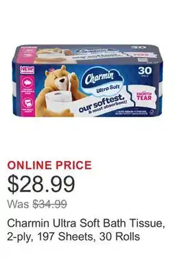 Costco Charmin Ultra Soft Bath Tissue, 2-ply, 197 Sheets, 30 Rolls offer