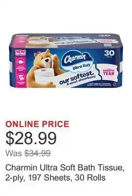 Costco Charmin Ultra Soft Bath Tissue, 2-ply, 197 Sheets, 30 Rolls offer