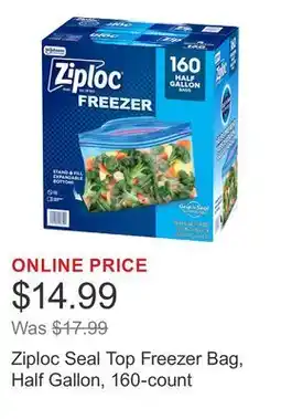 Costco Ziploc Seal Top Freezer Bag, Half Gallon, 160-count offer