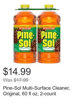Costco Pine-Sol Multi-Surface Cleaner, Original, 60 fl oz, 2-count offer