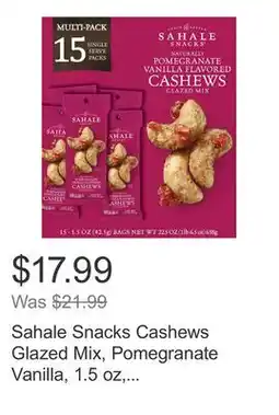 Costco Sahale Snacks Cashews Glazed Mix, Pomegranate Vanilla, 1.5 oz, 15-count offer