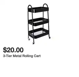 Five Below 3-Tier Metal Rolling Cart offer