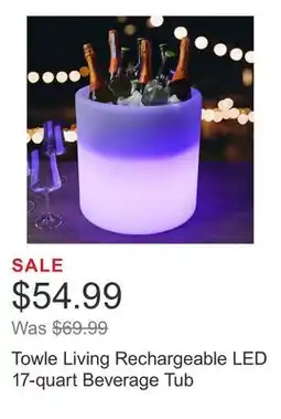 Costco Towle Living Rechargeable LED 17-quart Beverage Tub offer