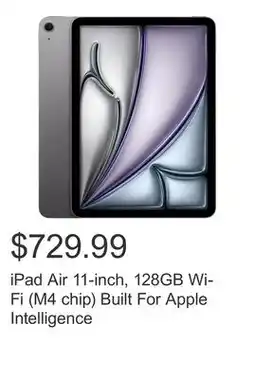 Costco iPad Air 11-inch, 128GB Wi-Fi (M4 chip) Built For Apple Intelligence offer