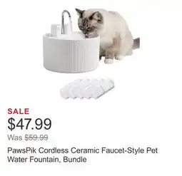 Costco PawsPik Cordless Ceramic Faucet-Style Pet Water Fountain, Bundle offer