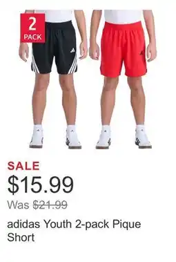 Costco adidas Youth 2-pack Pique Short offer