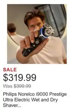 Costco Philips Norelco i9000 Prestige Ultra Electric Wet and Dry Shaver with UV Power Charger offer