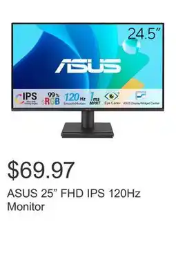 Costco ASUS 25 FHD IPS 120Hz Monitor offer