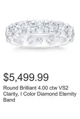 Costco Round Brilliant 4.00 ctw VS2 Clarity, I Color Diamond Eternity Band offer