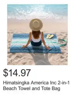 Costco Himatsingka America Inc 2-in-1 Beach Towel and Tote Bag offer