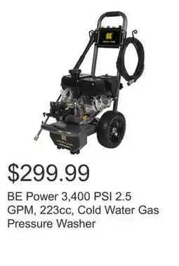 Costco BE Power 3,400 PSI 2.5 GPM, 223cc, Cold Water Gas Pressure Washer offer