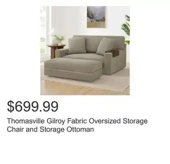 Costco Thomasville Gilroy Fabric Oversized Storage Chair and Storage Ottoman offer