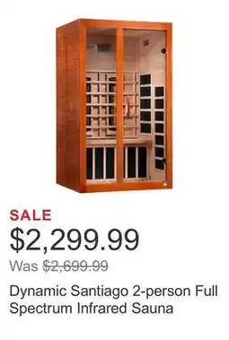 Costco Dynamic Santiago 2-person Full Spectrum Infrared Sauna offer