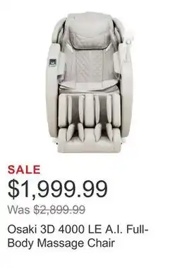 Costco Osaki 3D 4000 LE A.I. Full-Body Massage Chair offer